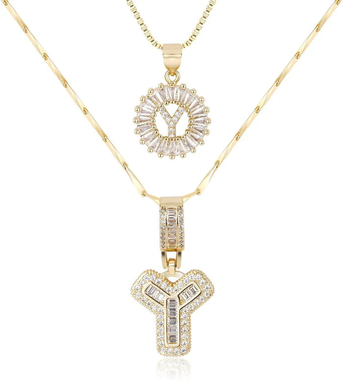 🎁 New Release Mother's Day Gift - 50% Off - Set of 2 - Initial Letter Pendant Necklace