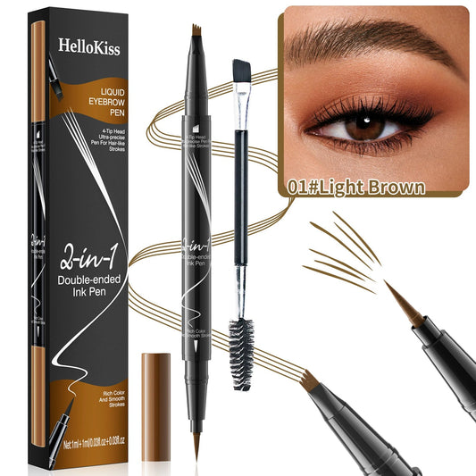 2-in-1 Eyebrow Pencil with Waterproof Microblading and Dual-Ended Eyeliner Brush✅Natural Brow Makeup and Eyelash Line