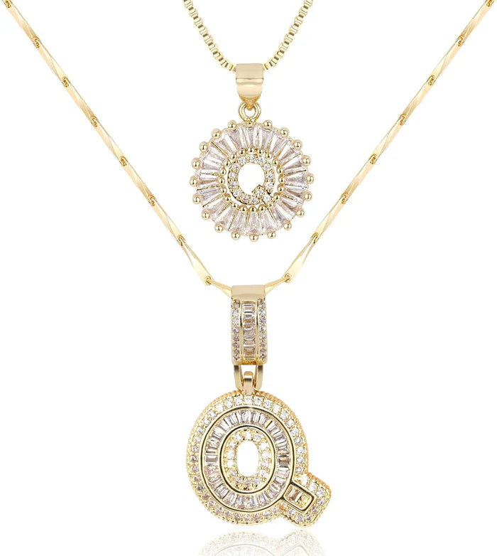 🎁 New Release Mother's Day Gift - 50% Off - Set of 2 - Initial Letter Pendant Necklace