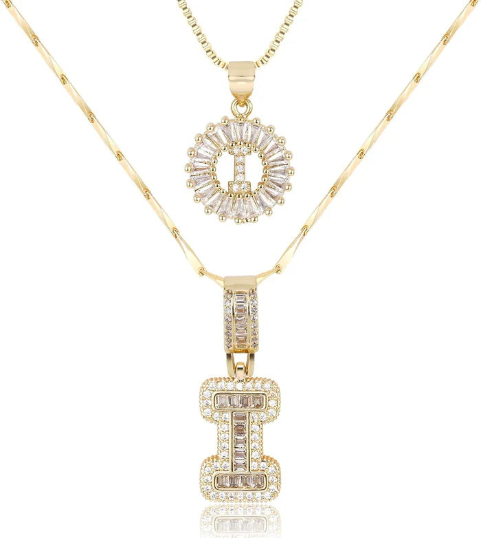 🎁 New Release Mother's Day Gift - 50% Off - Set of 2 - Initial Letter Pendant Necklace